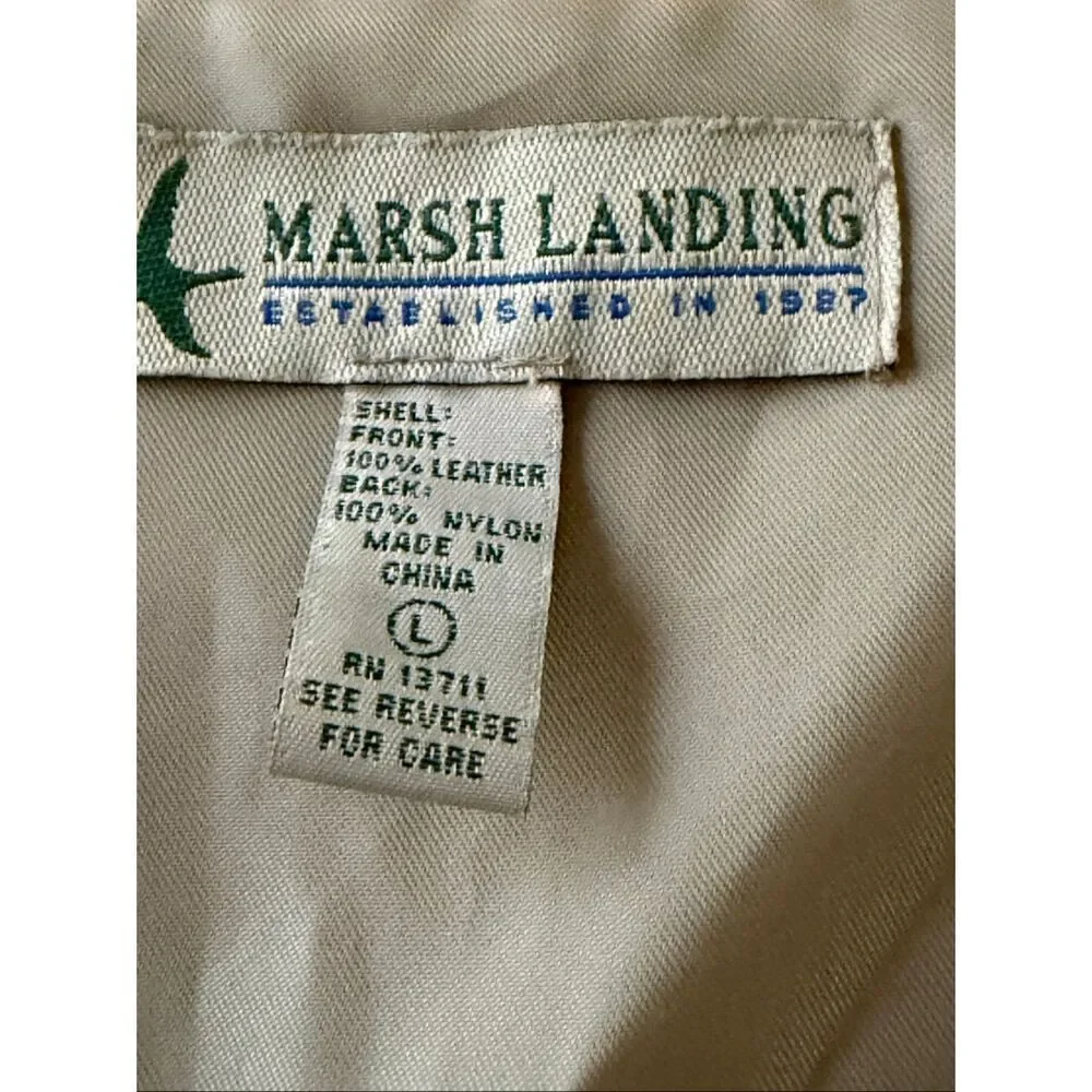 Marsh Landing Beige Leather Vest Womens Size 0 Button Front